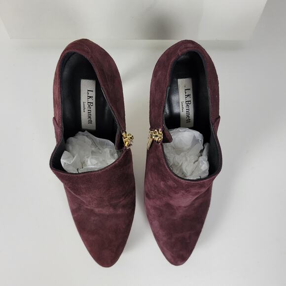 LK Bennett Doris Womens Boots Size 37.5 Purple Suede Stiletto Ankle Booties NEW - Picture 11 of 14